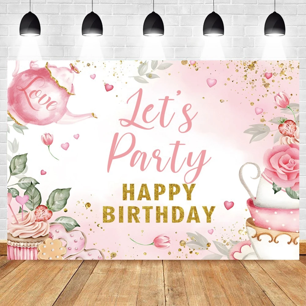 Onederland chá festa pano de fundo fotografia vamos partea flor rosa princesa primeira festa de aniversário chá de bebê foto fundo