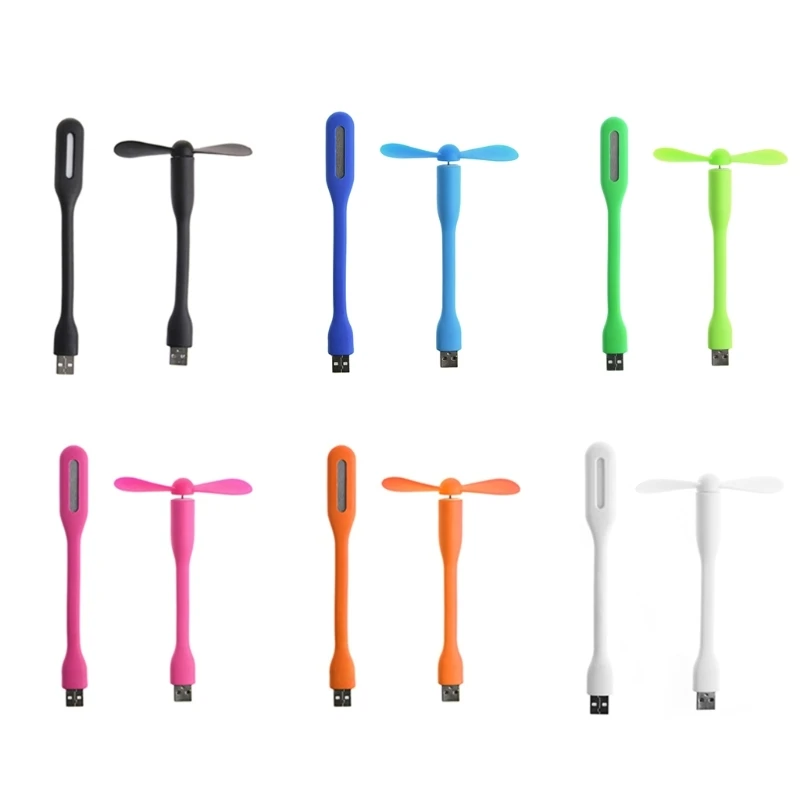 Mini USB Fan Flexible Bendable Fan Portable Cooling Fans USB LED Light Lamps