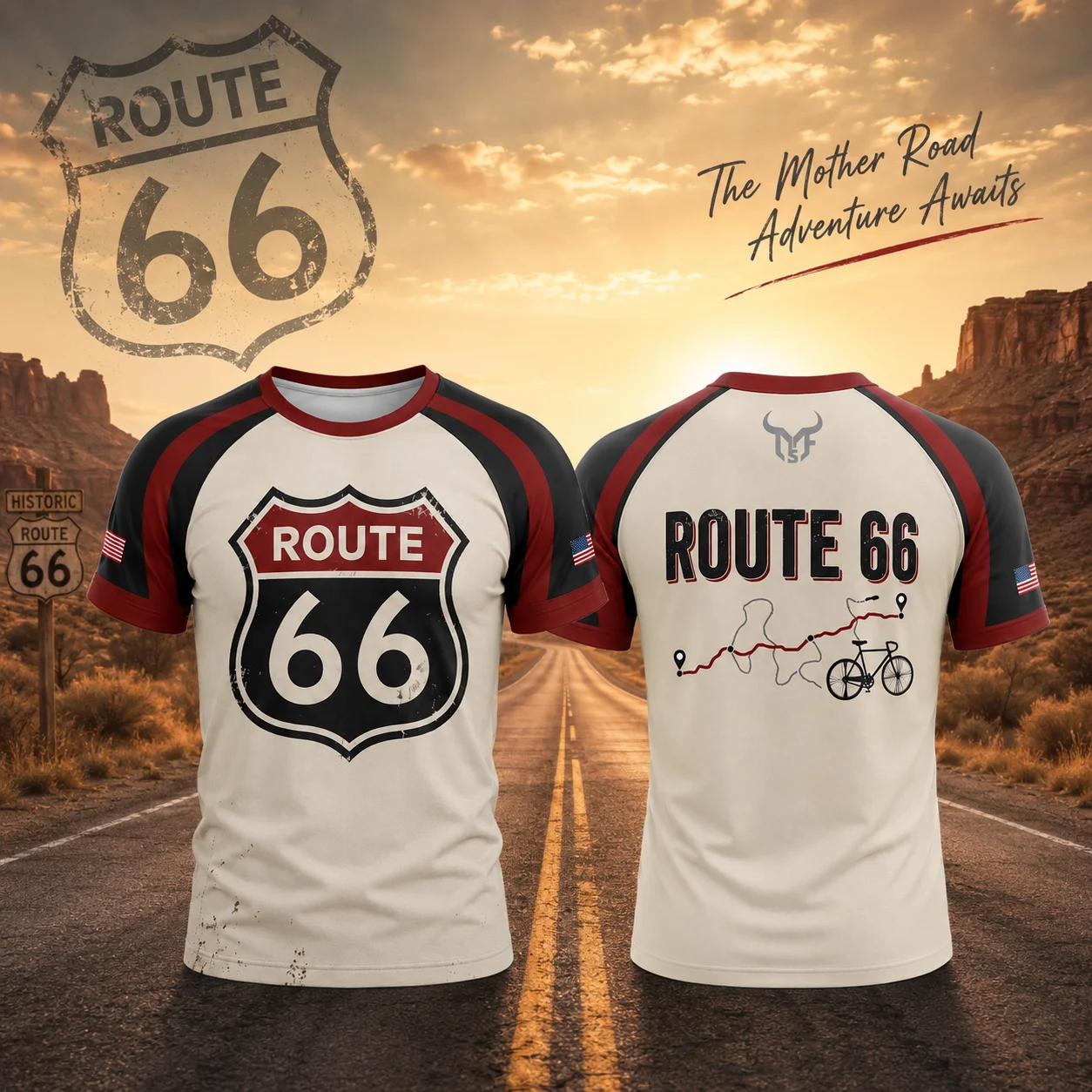 Outdoor Adventure Wear - T-Shirt Vintage Route 66 per Uomo