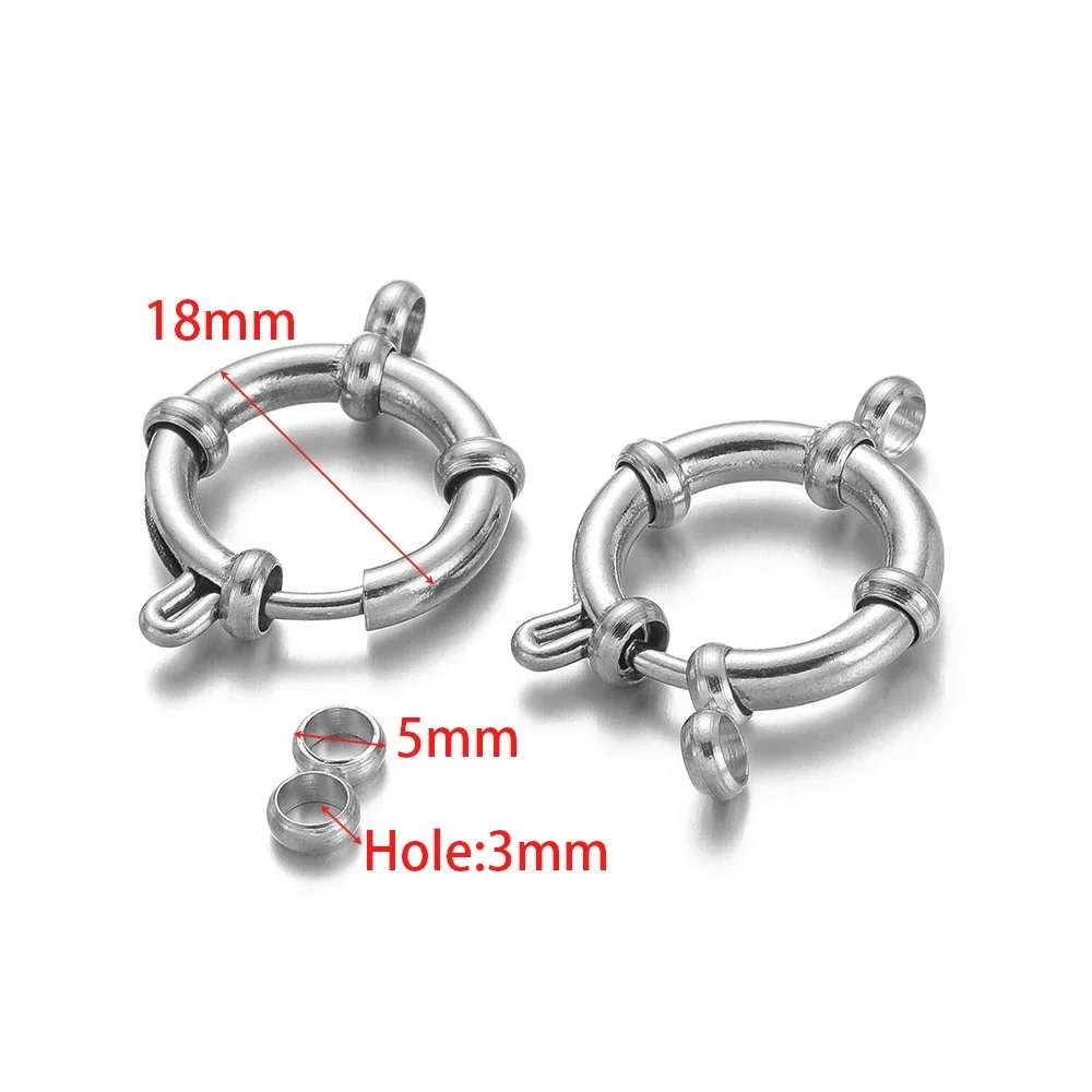 4 stks/partij Rvs Ronde Lente Sluitingen Haken met 8 Connectors voor DIY Sieraden Maken Armband Ketting Accessoires Bulk