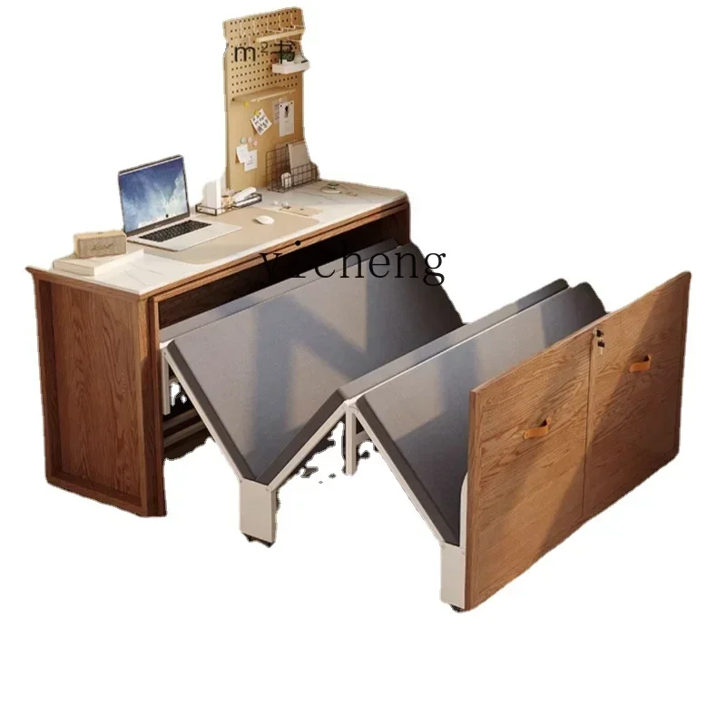 ZC Folding Bed Lunch Break Retractable Single Small Apartment Study Desk Integrated Multifunctional Invisible Bed