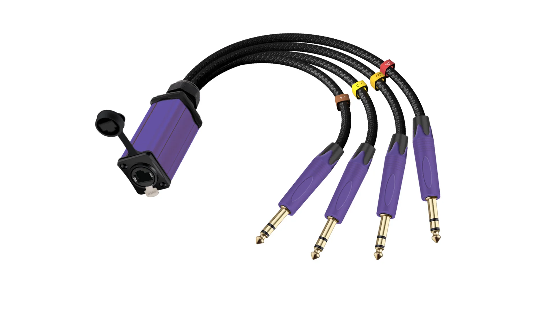 Netzwerkkonverter RJ45 CAT5/6 mit Abschirmung zu 4-Kanal 6,35/6,5mm TRS-Stecker Multi-Netzwerk-Empfängerkabel für Lautsprecher, Verstärker, Mischpult – Detail 11