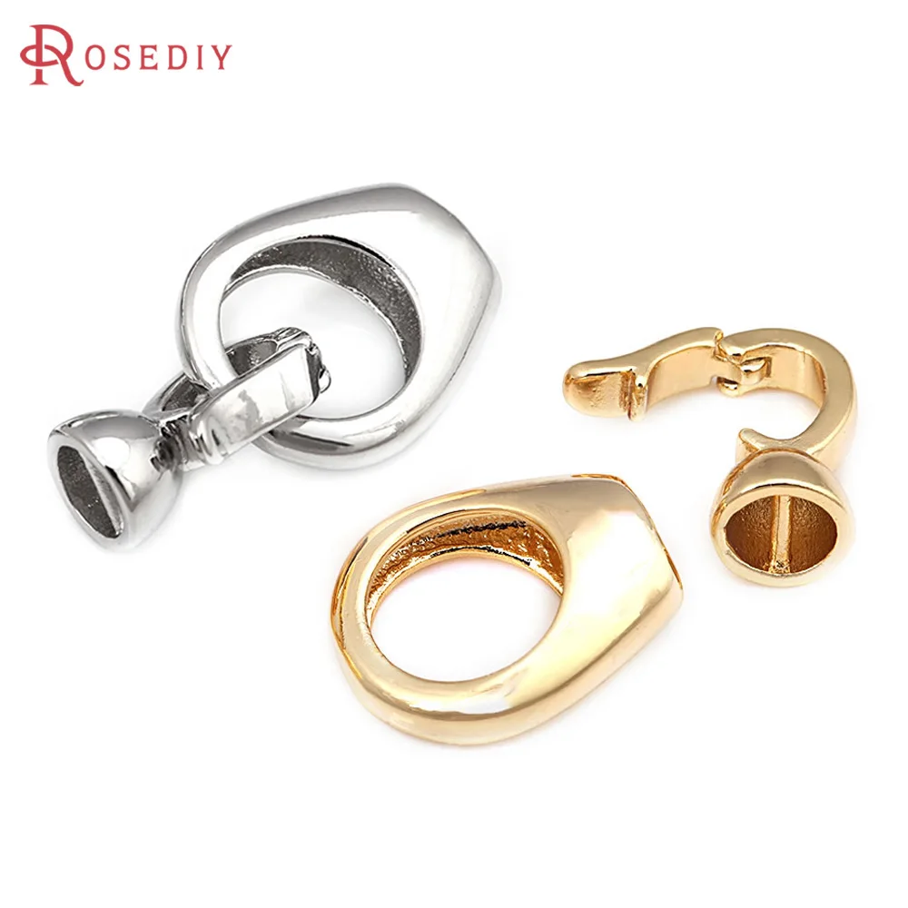 6 Sets 18K Goudkleurige Messing Connect Sluitingen Voor Lederen Touw Hoogwaardige Sieraden Maken Benodigdheden Ketting Accessoires Voor Vrouwen