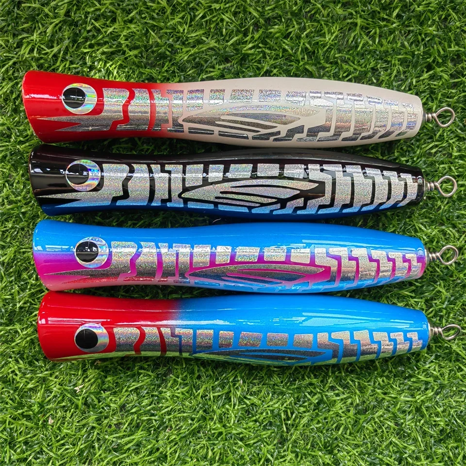 1Pcs Wooden Popper Wobblers 30g 80g Topwater FIshing Lures Blowups Pike Baits Hard Baits Fishing Tackle Swimbaits