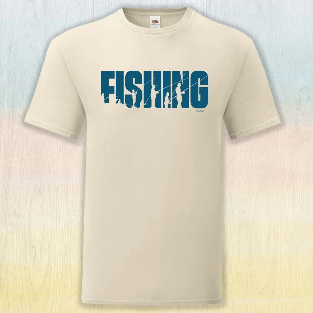 Fishing T-Shirt with Silhouettes Summer Pastimes  Tees Cotton Luxury brand vintage oversized