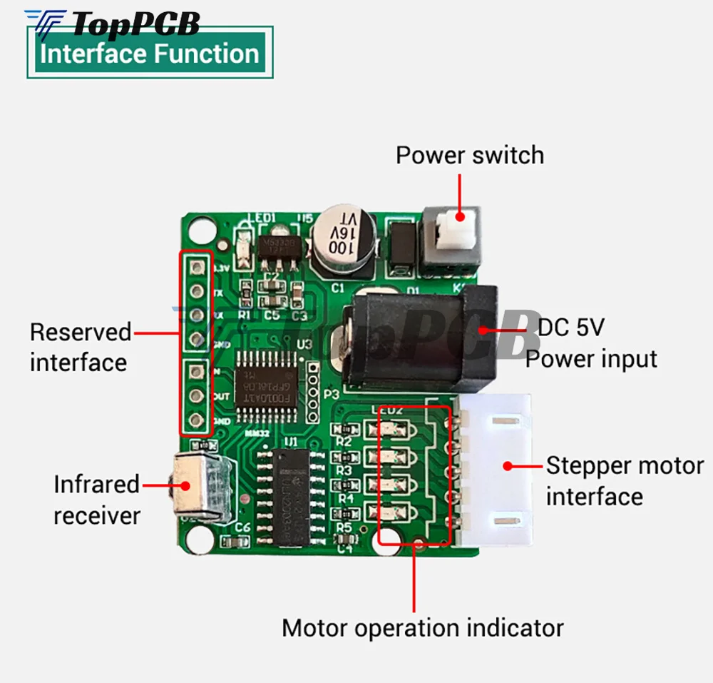 5V 4-Phase 28BYJ48 DC Gear Step Stepper Motor + ULN2003 Driver Board + IR Infrared Remote Control ULN2003 PIC MCU DIY