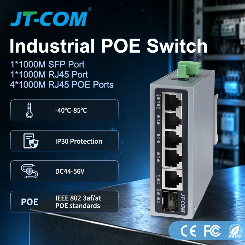 jt-com-125gbe-smart-industrial-poe-switch-1-gigabit-sfp-port-1-1000m-rj45-port-4-1000m-poe-rj45-ports-for-ip-camera-nvr