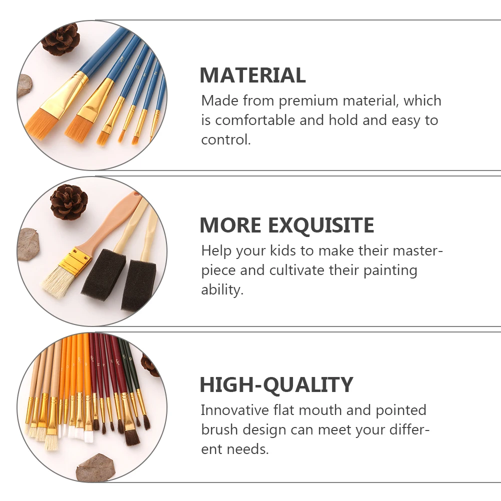 

Oil Paint Painting Brush Set Art Supplies Miniature Horse Hair Kids Watercolor Brushes