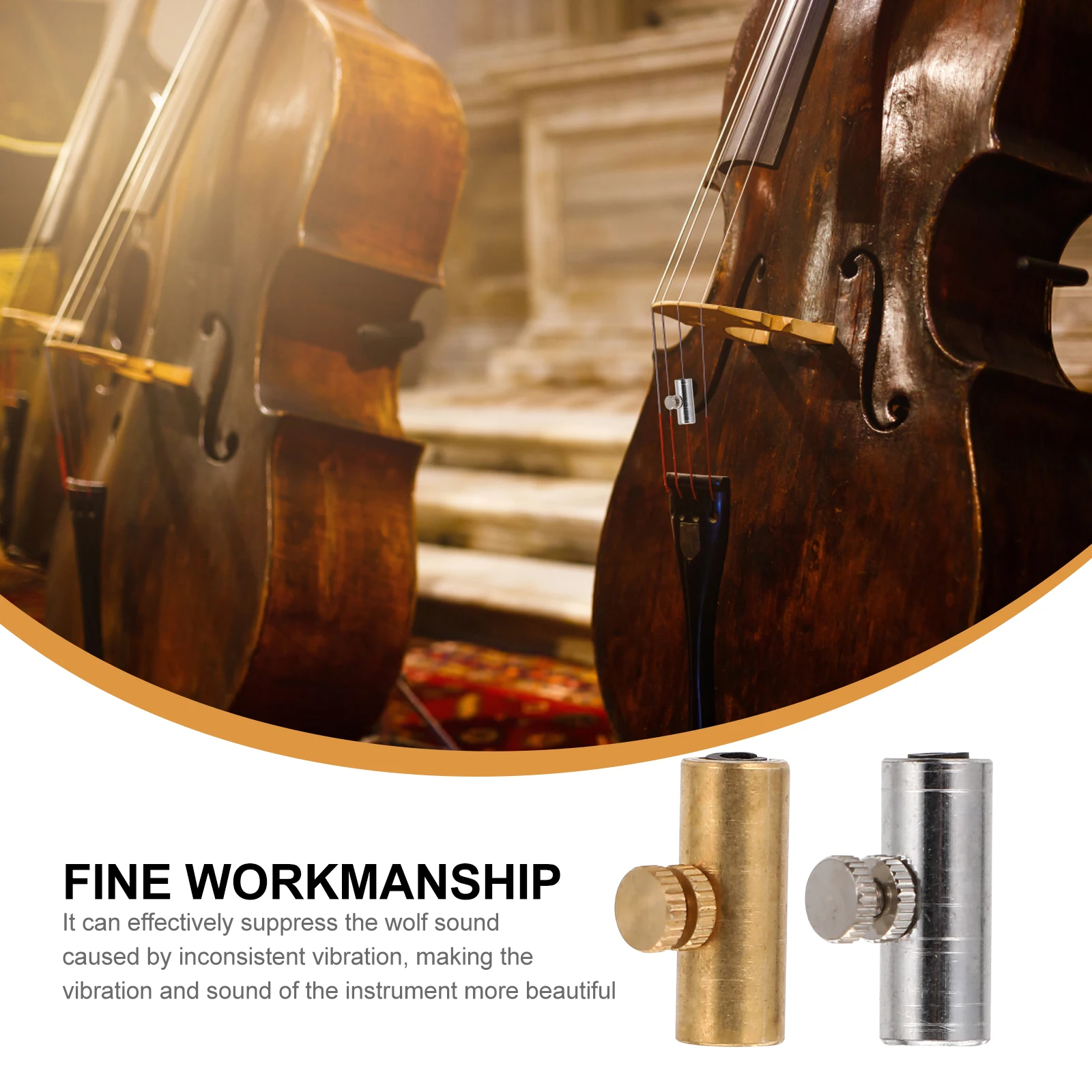 

2pcs Wolf Tone Cello Adjustable Copper Wolf Tone Mute Musical Instrument Accessory Suppresses Vibration Noise For