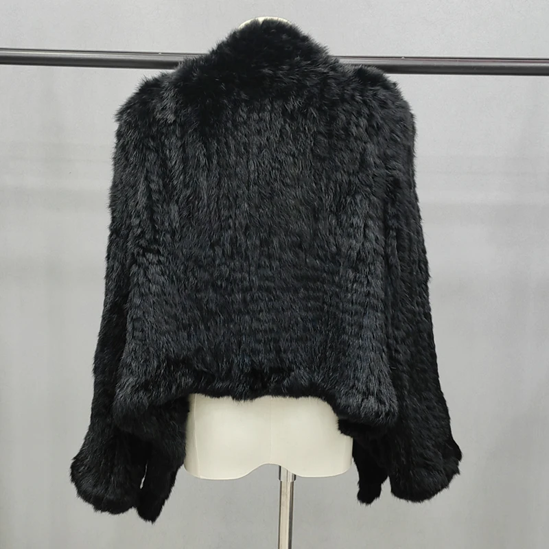 2026 Modischer Neuer Echter Kaninchenfell-Strickmantel, Hochwertiger Langarm-Lose-Schnitt-Mantel, Jacke, Damen-Wärmemantel, Echter Pelzmantel – Detail 11