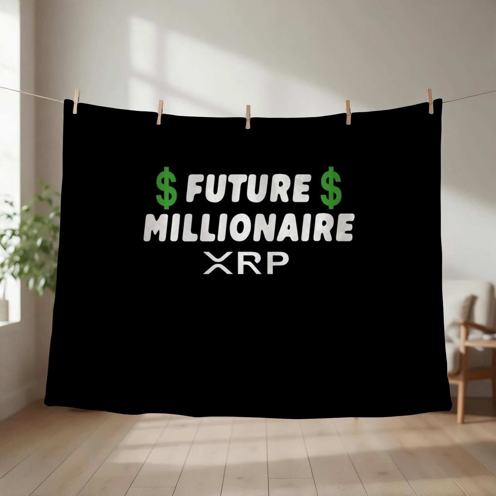 Future Millionaire Crypto Ripple XRP Throw Blanket Plaid on the sofa Soft blankets ands anime Blankets