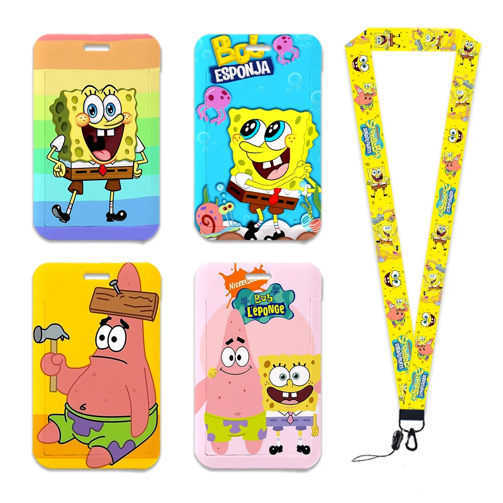 S W Cartoon Card Holder Neck Strap Glitter Acrylic Reel Clip Sliding Closure ID Holder Exquisite Badge Office Employee