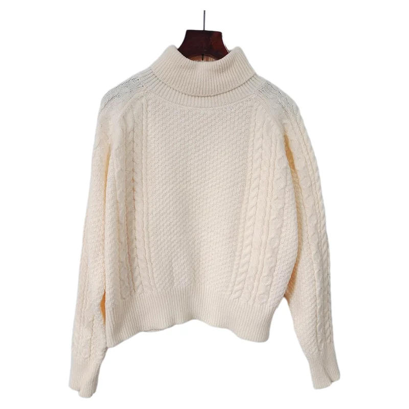 

Женский осенне-зимний свитер с высоким воротником Lazy Twist Long Sve, удобный мягкий материал, модный трикотаж для женщин