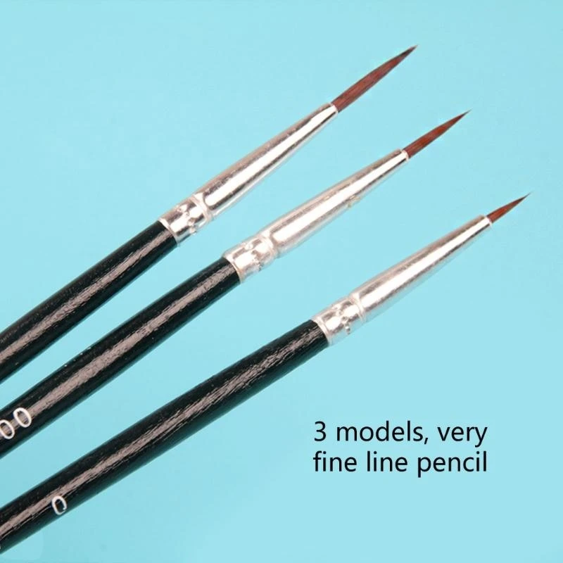 30개/세트 고급 페인트 브러쉬(3가지 크기) # 0 # 00 # 000 작은 디테일 페인팅 브러쉬 작은 라이너 팁 페인트 브러쉬 페인팅용