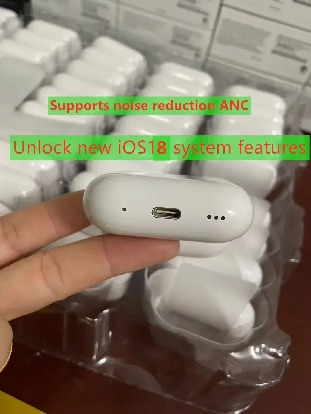 2024 NEW IOS18 ANC Pro 2 Wireless Bluetooth Earbuds Active Noise Cancellation Gaming Handfree Headset Earphone USB-C Type Cable