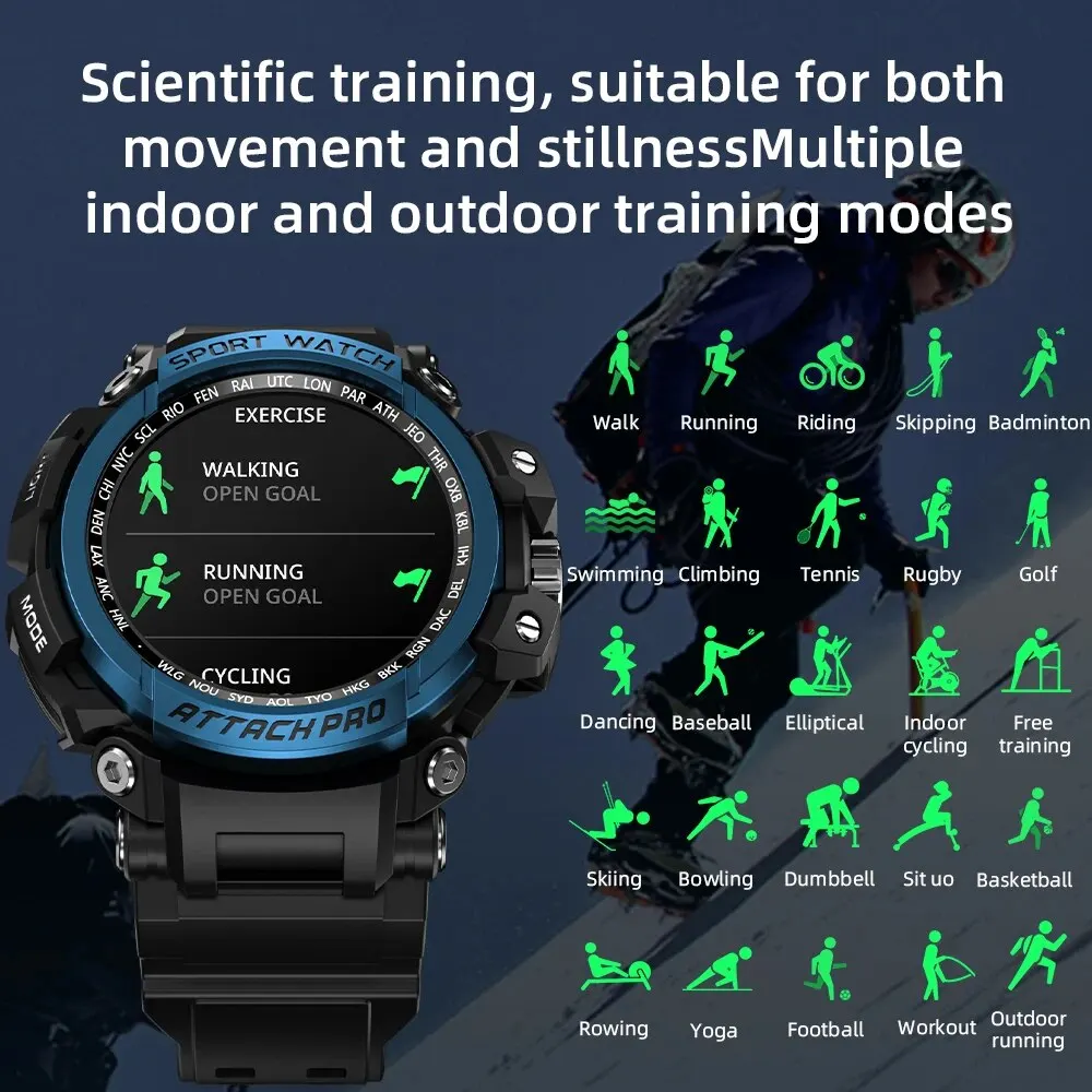 LOKMAT ATTACK PRO Smart Watch Outdoor Fitness Watch IP68 Health Detection Function Compatible with IOS and Android Systems