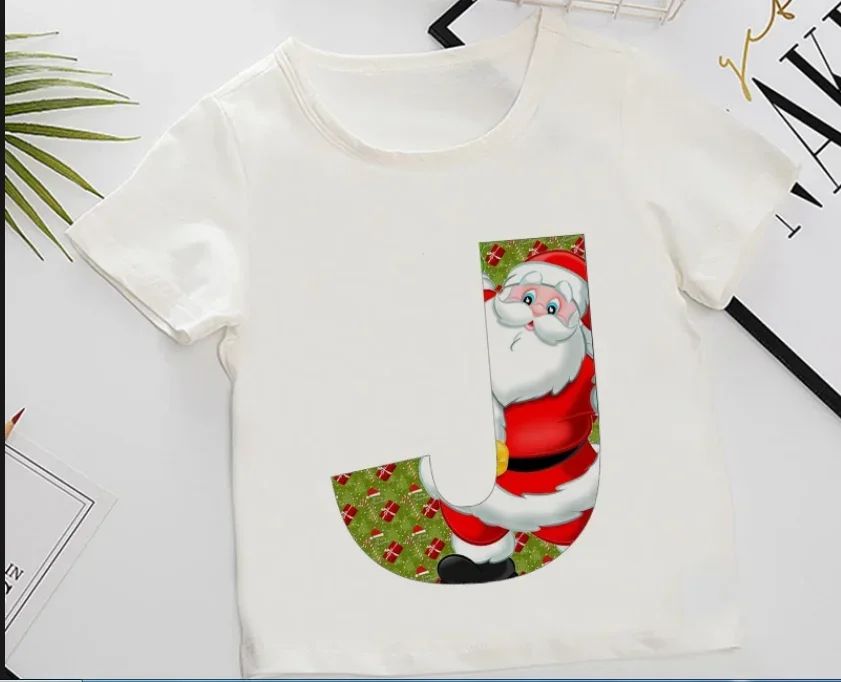 Summer T Shirt Cartoon Christmas Tree Tops Tees Kids Children New Year's Gift Clothing Cotton T-shirt for Girls Boys