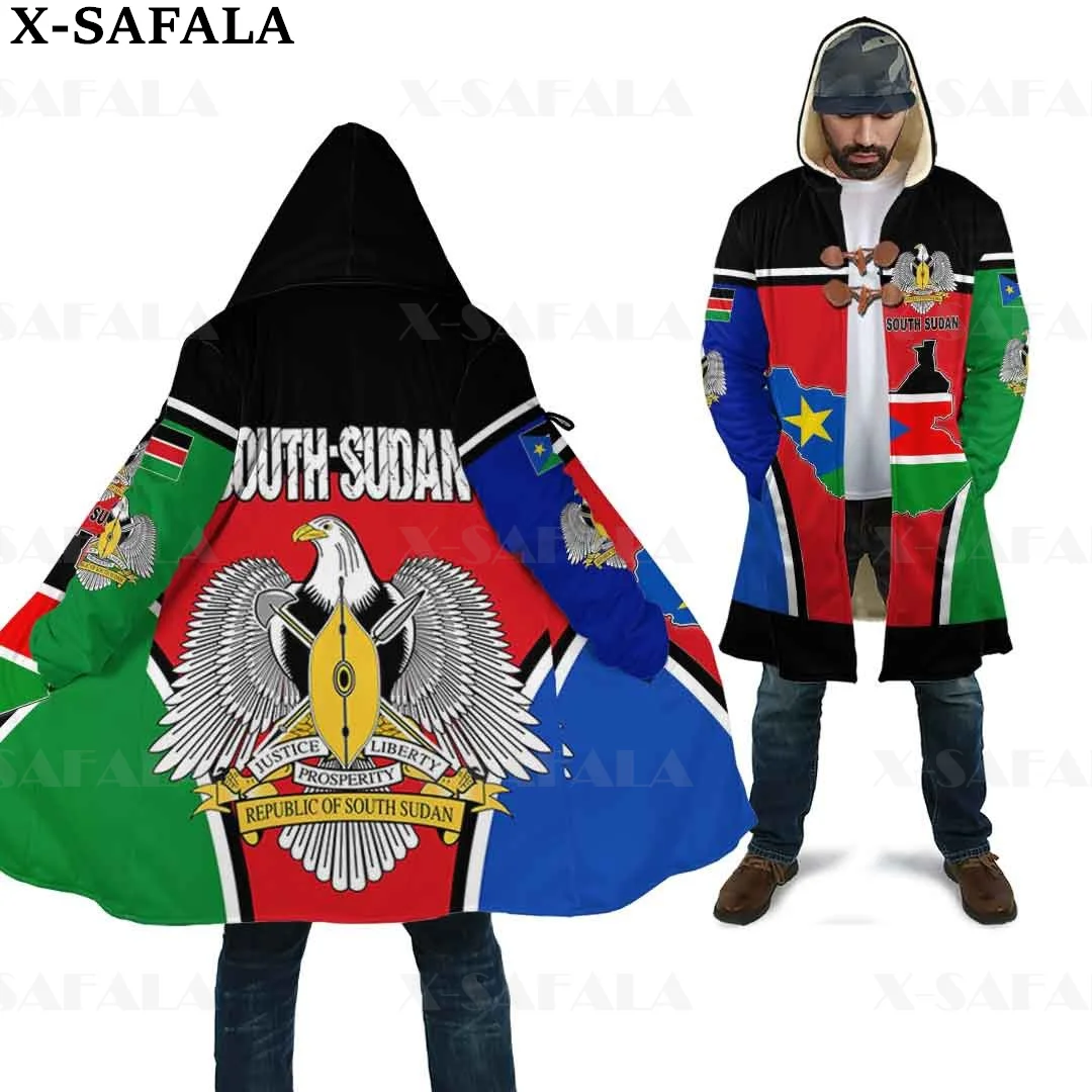 

Sudan Emblem Action Flag Country Art Thick Warm Hooded 3D Print Cloak Men Overcoat Coat Windproof Fleece Cape Robe Blanket-2