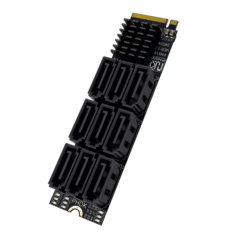 جديد M.2 NVME إلى 9 منافذ SATA 3.0 توسيع بطاقة الناهض محول SATA3.0 6Gbps تحكم مع مؤشر LED حجم 2280 للكمبيوتر المكتبي