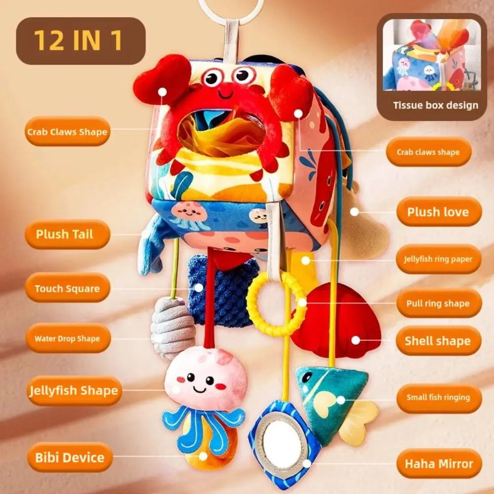 Creatieve Baby Dierenrammelaars Zachte Vervormende Spiegel Baby Trekkoord Bijtring Visuele Ontwikkeling Wandelwagen Hangende Ornamenten