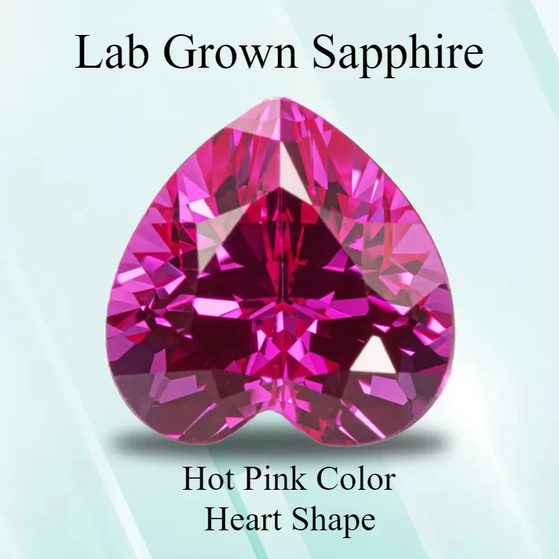 

NEW Lab Grown Sapphire Hot Pink Color Heart Shape VVS1 Stone For Charms Diy Jewelry Making Bracelet Ring Selectable AGL Certific