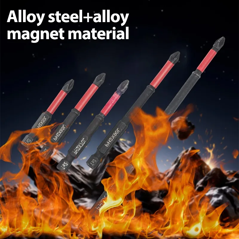 K5/Ts2 Impact Magnetic Screwdriver Bits Anti-Slip Cross Head Strong Magnetic Drill Bit Black Magnetic Electric Drill Screwdriver