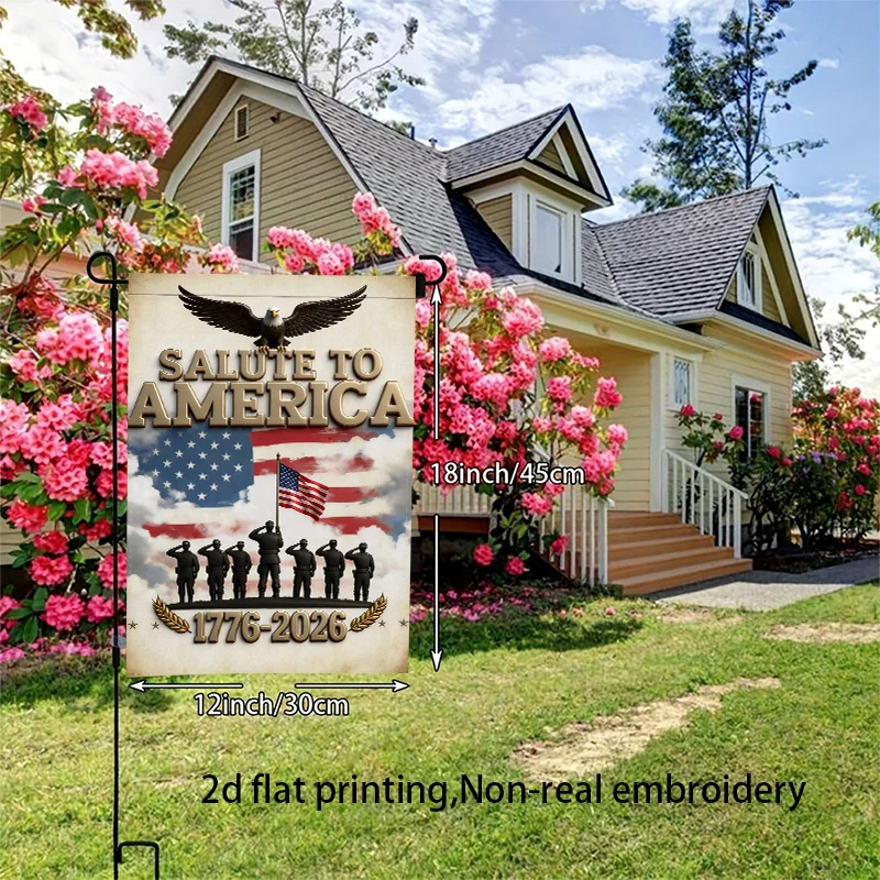 1pc 2D Flat Printing Salute to America Garden Flag | Polyester, Multiple Sizes, Machine Washable Suitable for Outdoor