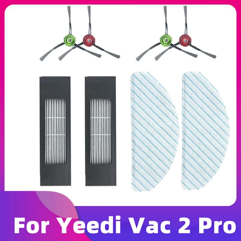 แปรงขัดด้านข้างหลักสำหรับ yeedi VAC 2 Pro แผ่นกรอง HEPA ผ้าถูพื้นผ้าหุ่นยนต์ดูดฝุ่นอะไหล่แปรงถูพื้น