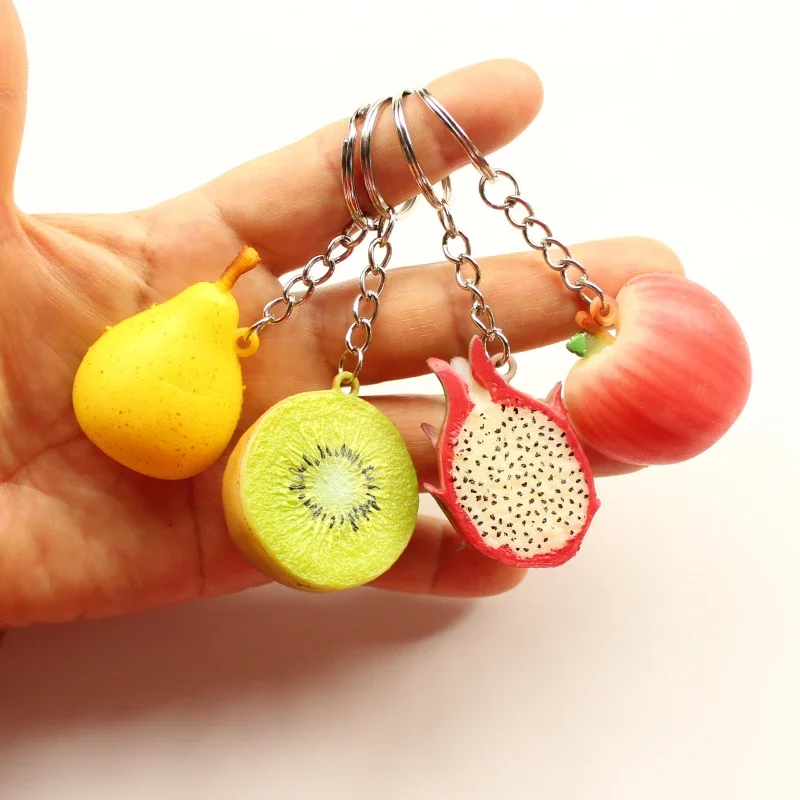 1PC Simulation Apple Pear Peach Keychain Cute Fruit Jewelry Gifts for Children Kid Toy Women Bag Car Phone Trinket Wholesale