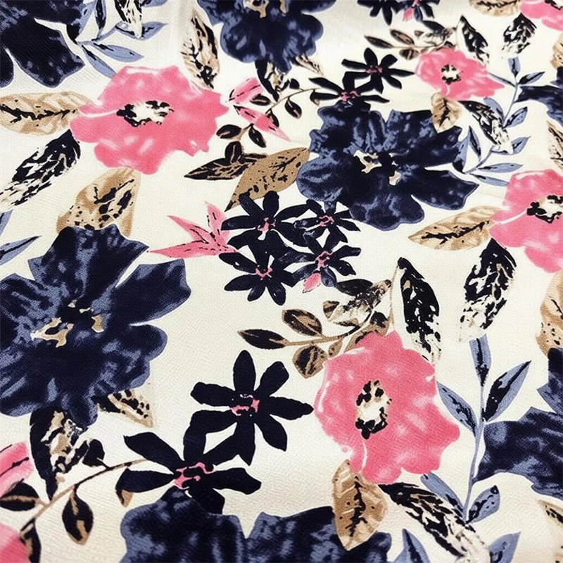 

1 meter 100% Mulberry Silk 16 momme Dupioni Silk Fabric White Floral Printed 114cm 44" wide by the yard XL314