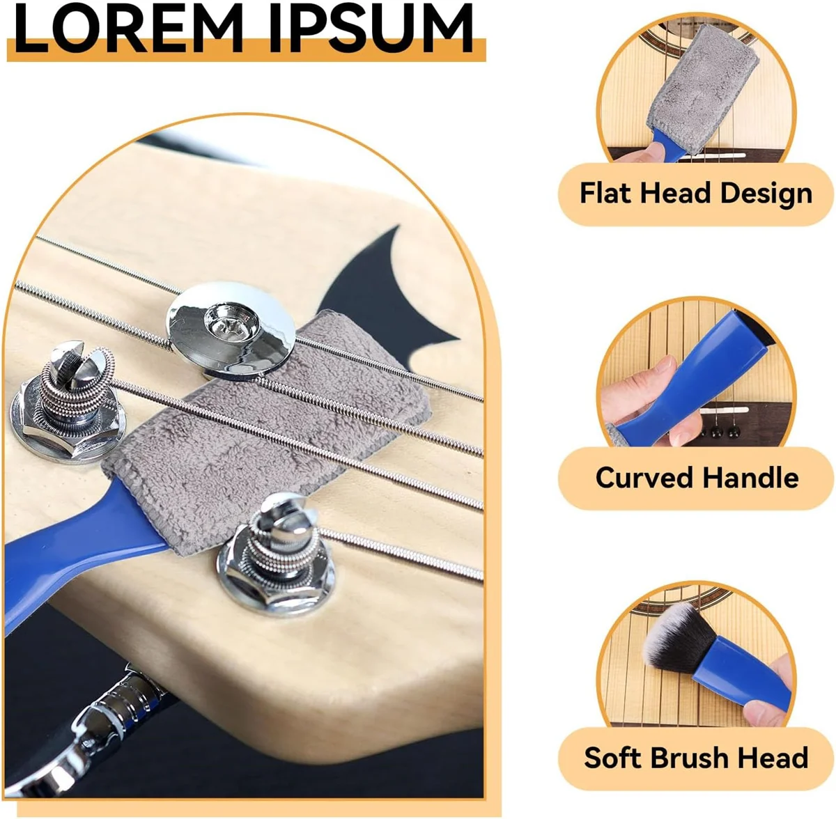 1PCS Guitar Cleaning Brush (Double Head): Durable Dust Cleaner for String, Fretboard & Musical Instrument Care