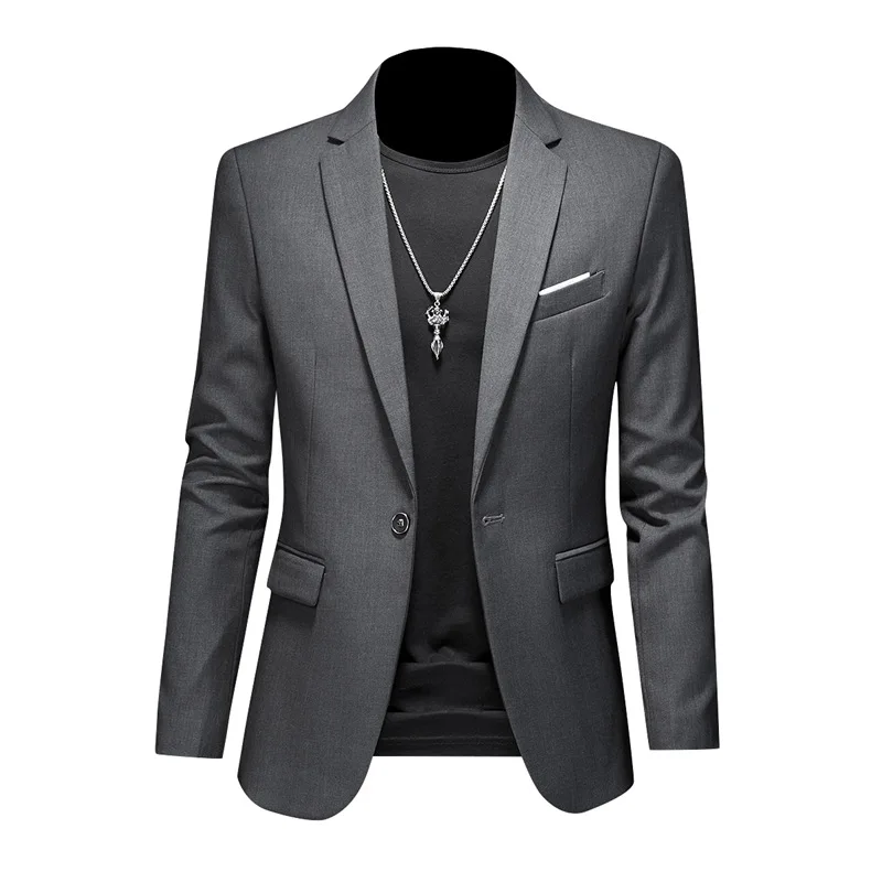 6XL 5XL 4XL Men\'s Spring Quality Business Suit Jackets Male Slim Fit Solid Color Single Button Casual Blazers Man Luxury Tuxedo