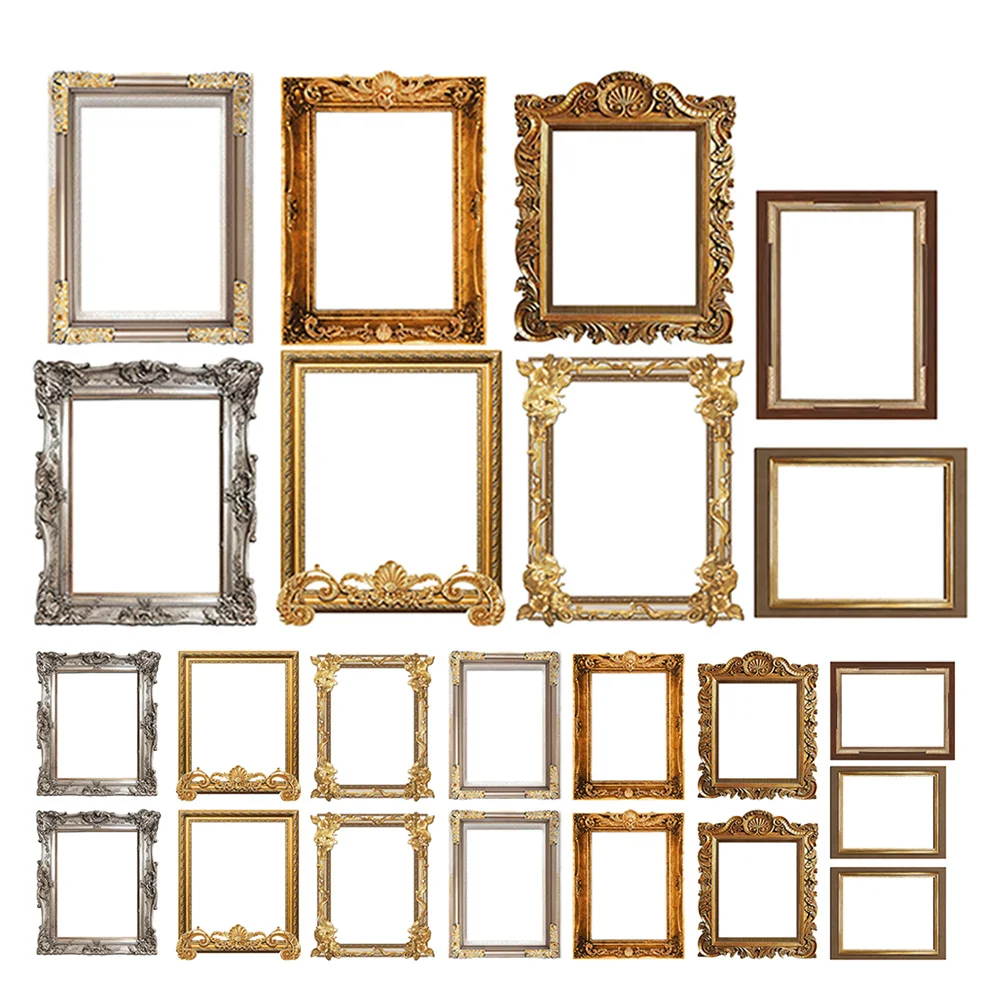 

24 Sheets Vintage Frame Wall Stickers Retro Photo Frames DIY Removable PVC Decorative Wall Decals for Living Room Bedroom
