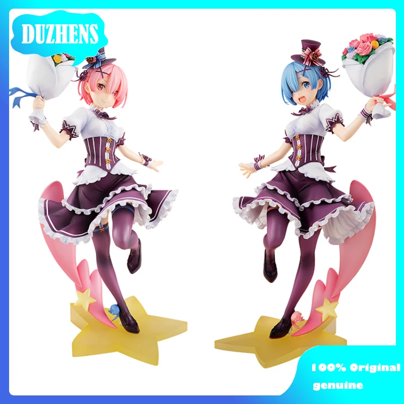 

100% Original:Anime Re:Zero REM RAM Birthday party 25cm PVC Action Figure Anime Figure Model Toys Figure Collection Doll Gift