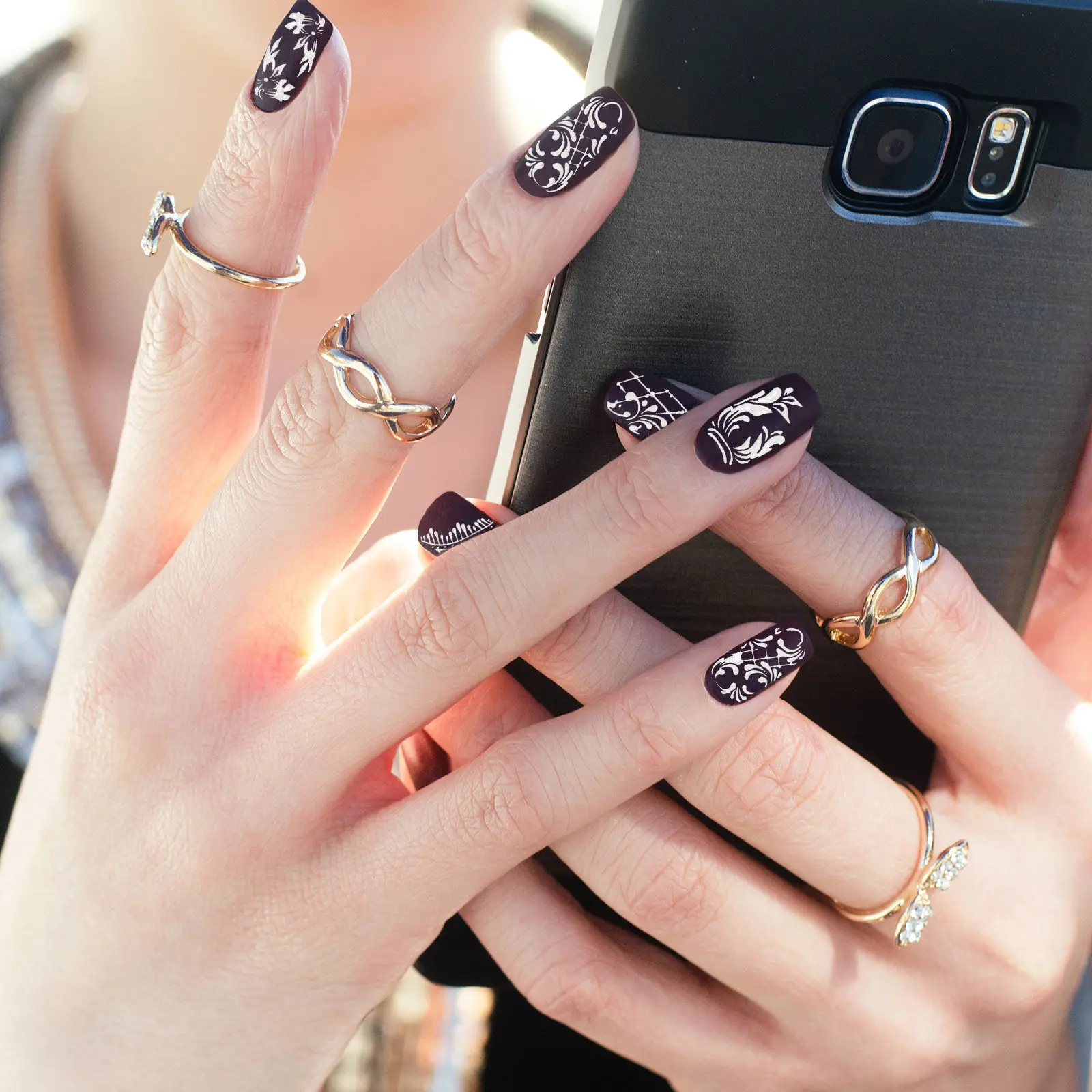 

6 Sheets Stickers Nail Decal Manicure Decoration Nails Decals Embossed Flowers Fingernail Self- Adhesive