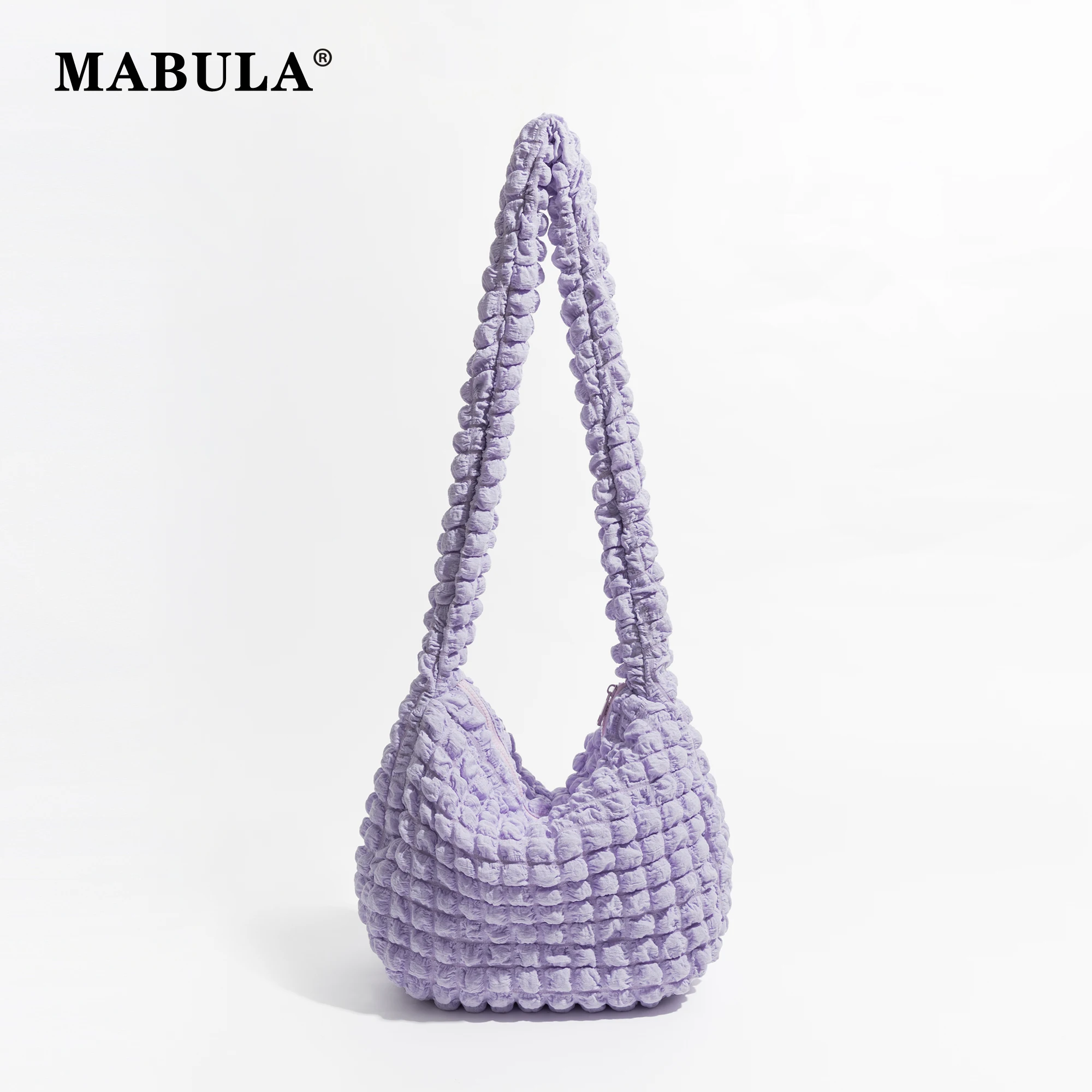 MABULA Purple Quilted Cross Body Puffy Bag for Women Lightweight Feather Down Tote Padded Shoulder Purse Big Single Handbag