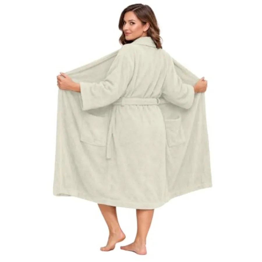 

Premium Cotton Terry Robes for Women and Men, Ultra Soft bathrobe with Adjustable Waist Belt and Pockets Pack of 1
