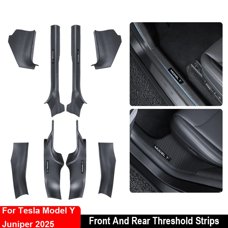 

2/4/6/8 шт. для Tesla ModelY Juniper 2025 ABS, защита на порог передней и задней двери, пороговая полоса, защитная панель, водонепроницаемая накладка
