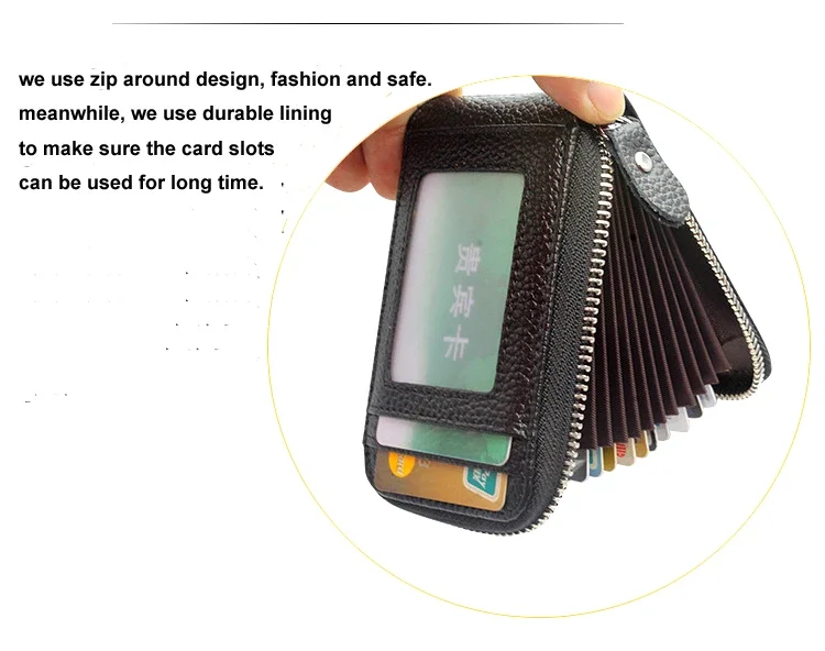 Fashion Genuine Leather men card holder Wallets women credit card holders card&ID holder female organizer purse Business card image 4