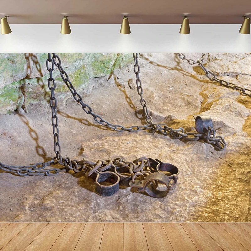 Dungeon Chain Link Photography Backdrop Medieval Scary Prison Rusty Old Metal Chain Torture Background Halloween Horror Party