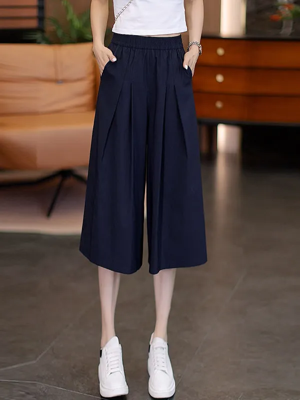 

Cooling Ice Silk Loose Fit Casual Pants High Waist Straight Leg Breathable Summer Thin Seven-Foot Pants Versatile Casual Trou...