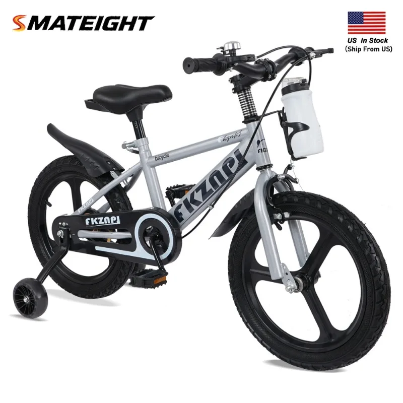 دراجة أطفال بإطار فولاذي عالي الكربون مقاس 16/18 بوصة، عجلات من سبائك المغنيسيوم، مقعد قابل للتعديل، زجاجة مياه للفتيات والأولاد من عمر 5 سنوات فما فوق