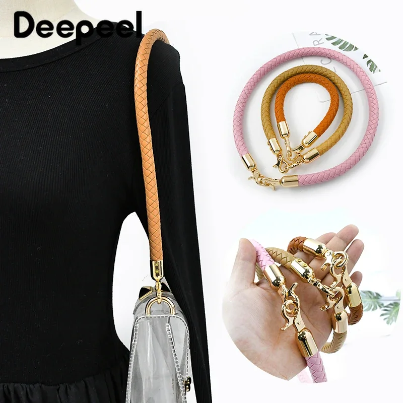 

2Pcs Deepeel 30/40/60mm PU Leather Woven Bag Handles Metal Buckle Women Handbag Purse Replace Shoulder Strap Handle Accessories