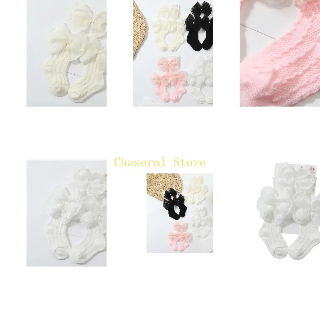E7CE 0-1 Year Baby Outfit Accessory Set, Cotton Hair Band and Textured Socks With Lace Accent for Daily Wear and Styling