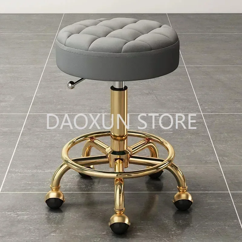 Golden Small Hairdressing Chair Rotating Portable Styling Portable Barber Chair Aesthetic Coiffeur Stuhl Salon Furniture MQ50BC