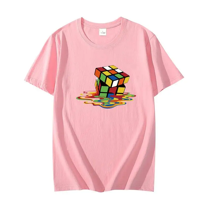 Melting Rubik`s Cube Game Classic graphic t shirts Cotton T-shirt oversize t-shirts short sleeve t-shirts Harajuku Men clothing