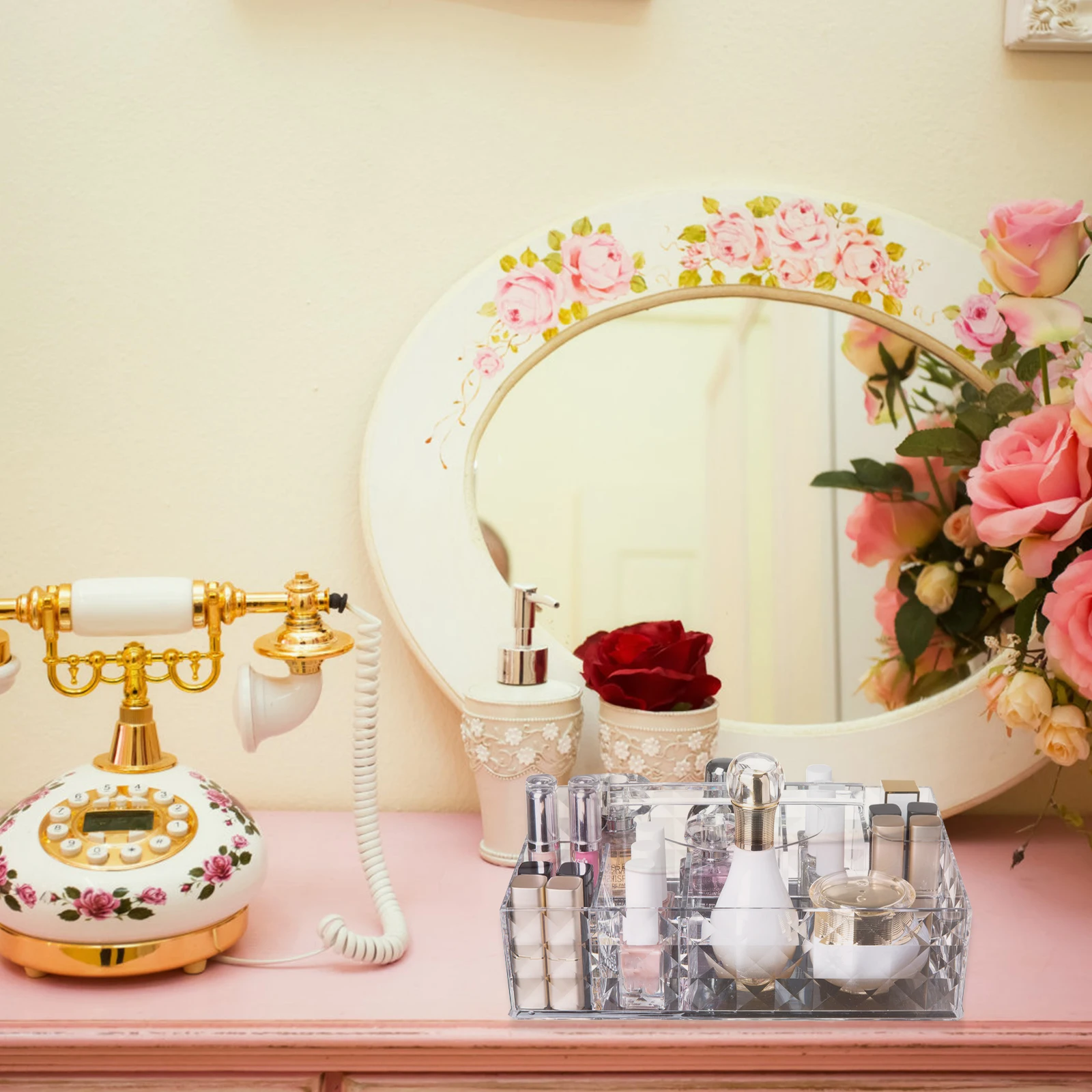 

Storage Box Makeup Holder Desktop ganizer Lipstick Case Multi Grid Container Tidy Home Accessories Plastic Strong