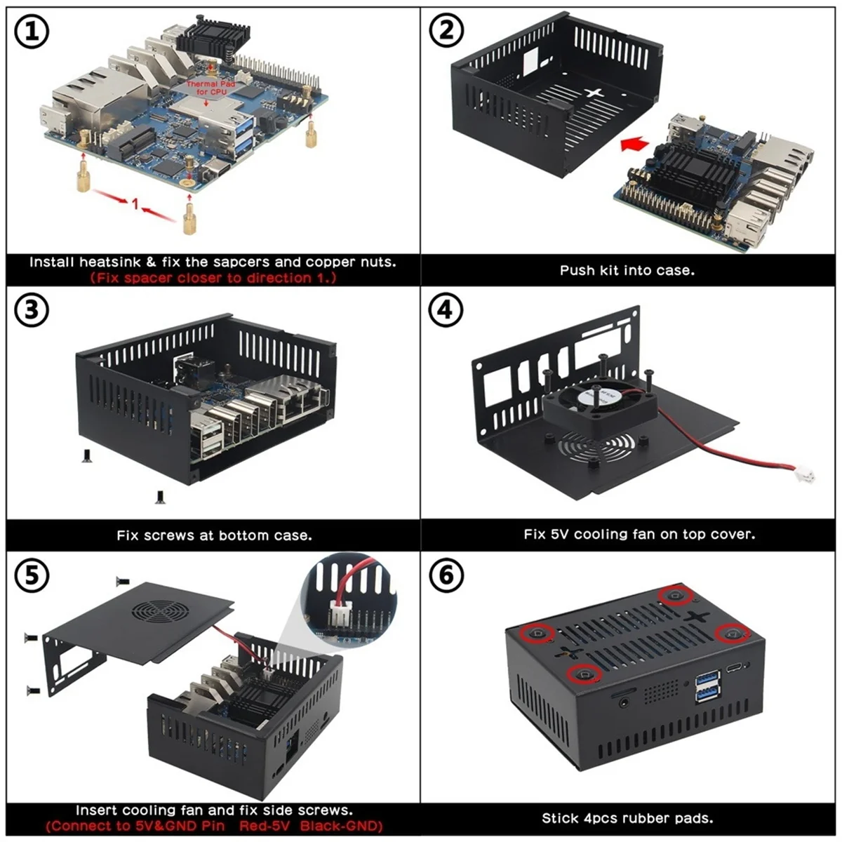 Do obudowy Orange Pi 5 Plus, obudowy z wentylatorem i radiatorem