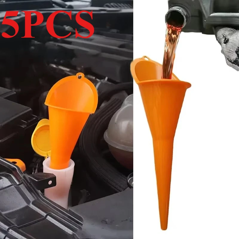 5pcs Oil Funnel  Small Caliber Mouth Long Mouth Splash Proof Plastic Auto Parts Motorcycle Gasoline Refueling Tools Oil Filling