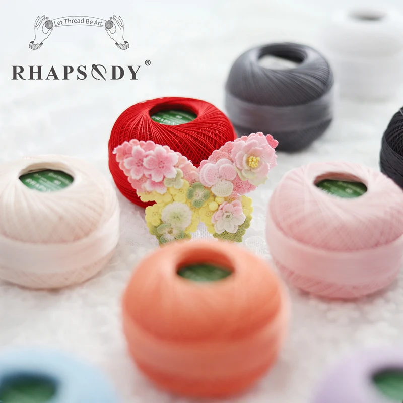 Rhapsody # 40 rozmiarów bawełniana nić do szydełkowania Premium do rzucania Needlepoint DIY Knitting Lace Quilting Sewing Mercerized 300Yds Ball